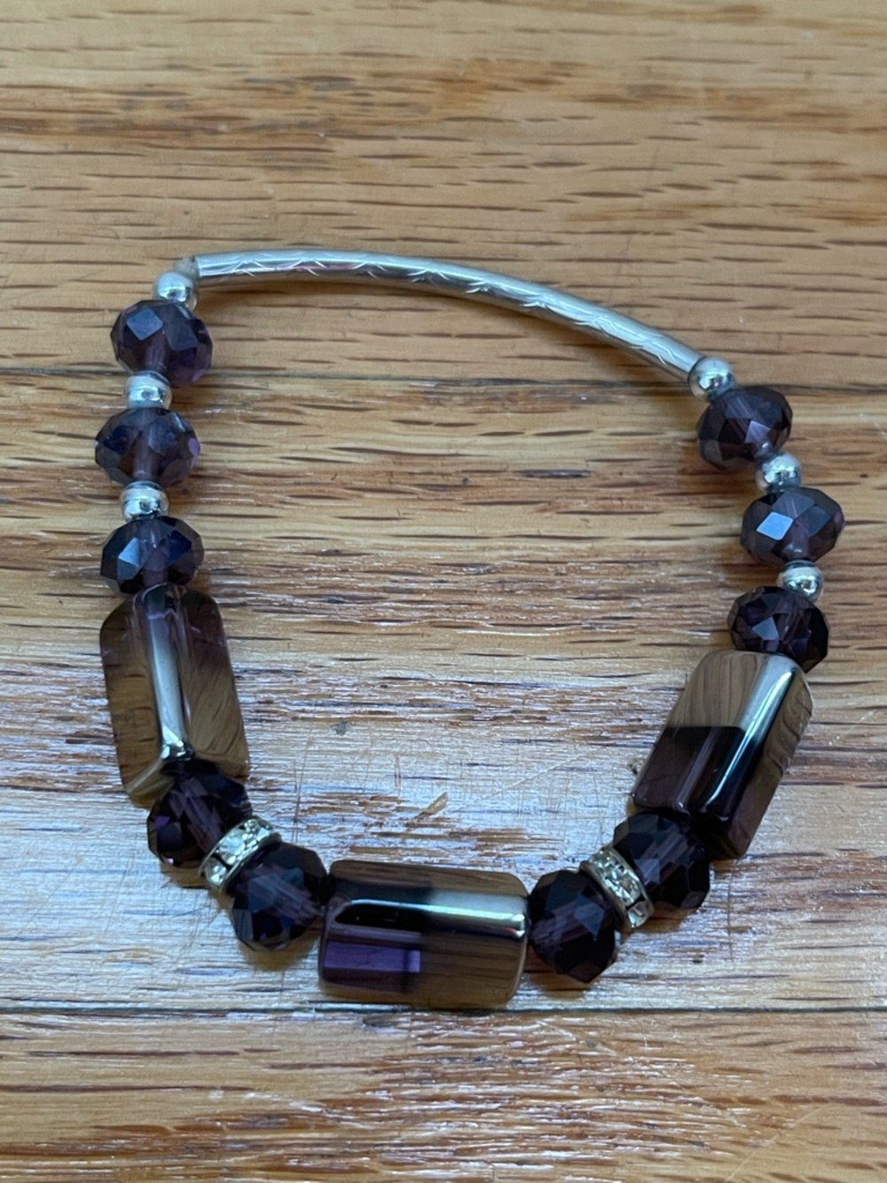 Elegant Deep Purple Beaded Stretch Bracelet